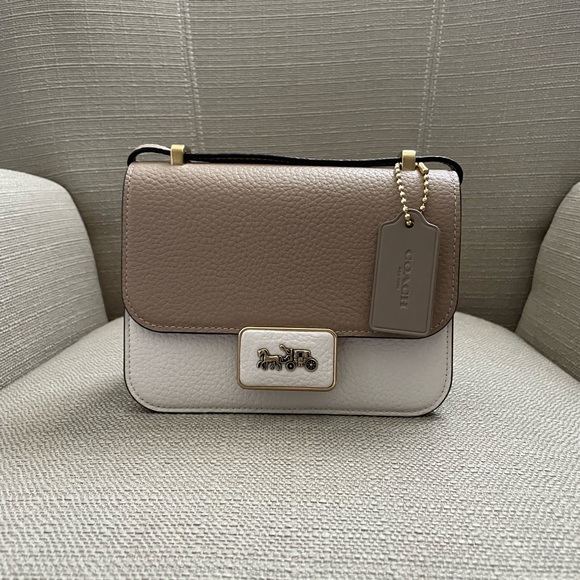 Coach Alie Shoulder Bag 18 In Colorblock brass/taupe multi new - Picture 2 of 12